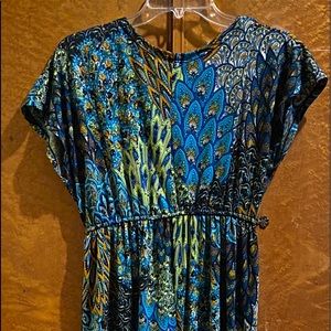 Long Peacock Colored Dress